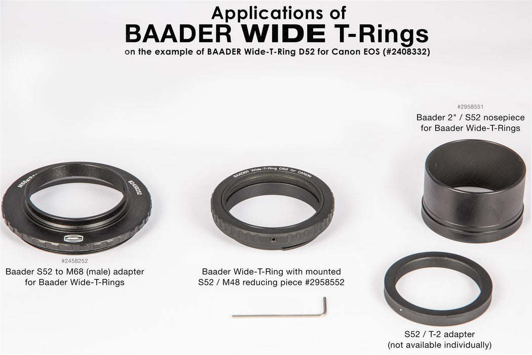 Baader Wide-T-Ring Sony Alpha and Minolta Maxxum with D52i to T-2 and S52