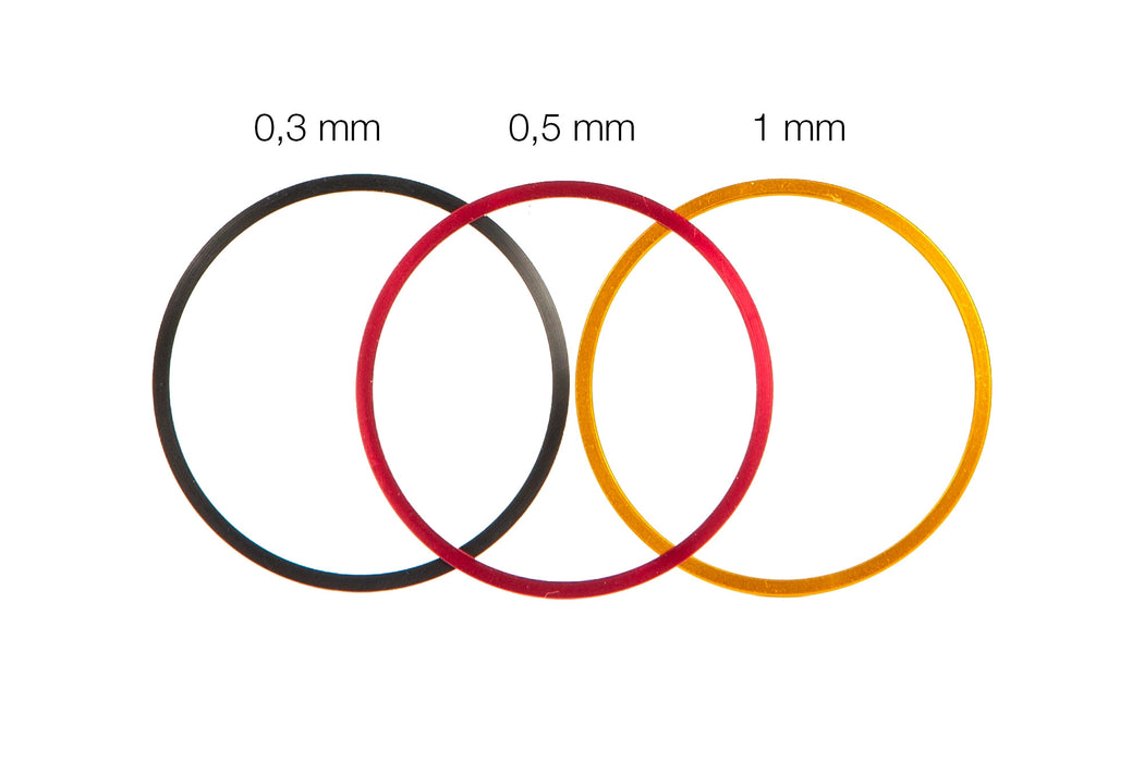 T-2 Fine-Adjustment rings (0,3 / 0,5 / 1 mm) - Aluminium