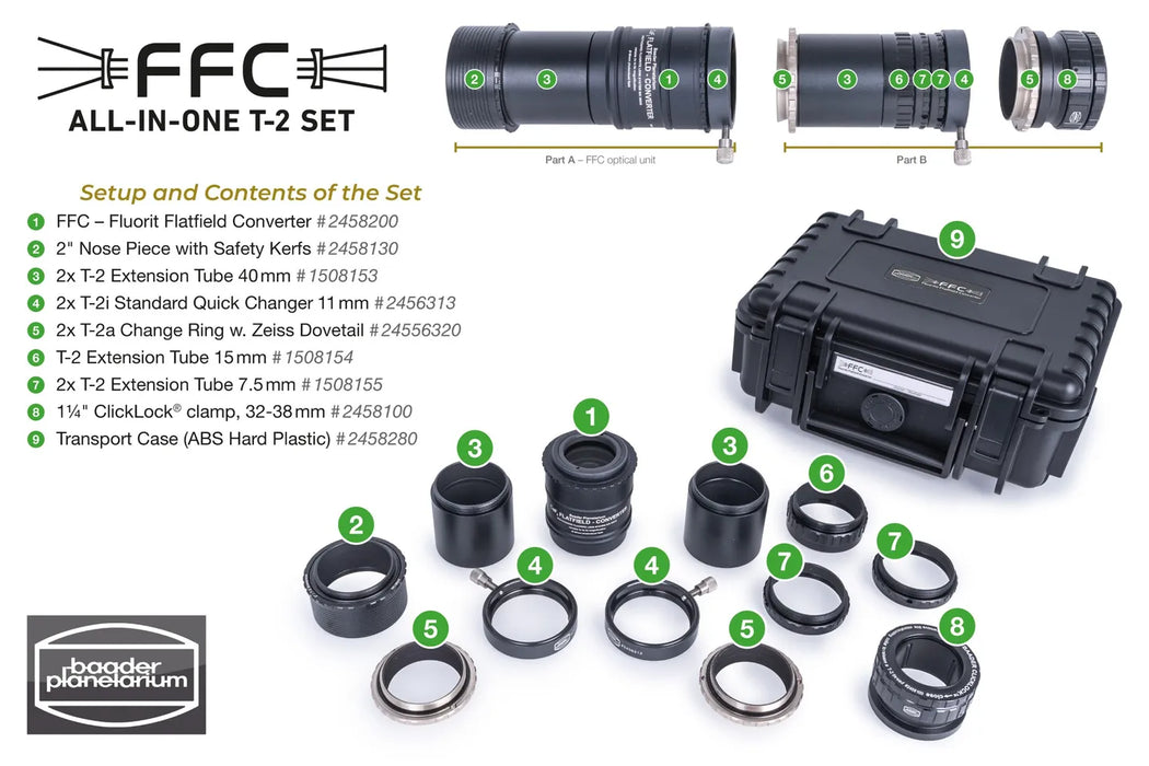 FFC All-in-One T-2 Set – 3-4x magnification for 1¼" and T-2 Cameras