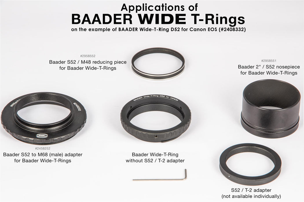 Baader Wide-T-Ring Sony E/NEX Bayonet with D52i/M48 to T-2 and S52