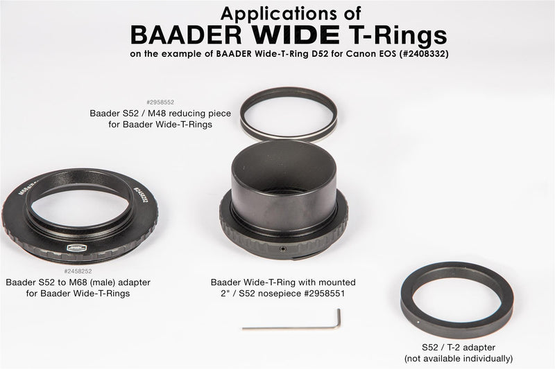 Baader Wide-T-Ring Sony Alpha and Minolta Maxxum with D52i to T-2 and S52