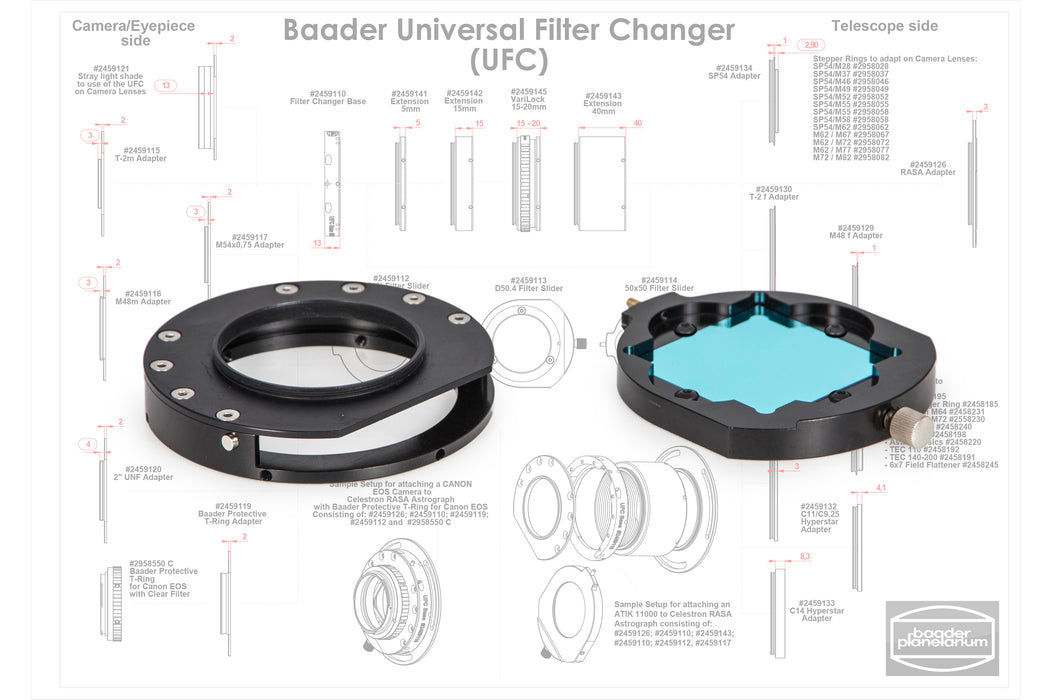 Baader UFC Base (Filter Chamber) telescope-sided S70 dovetail receptor (optical height: 13 mm)