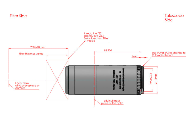 Research Grade TZ-3 Telecentric System (3x focal length)