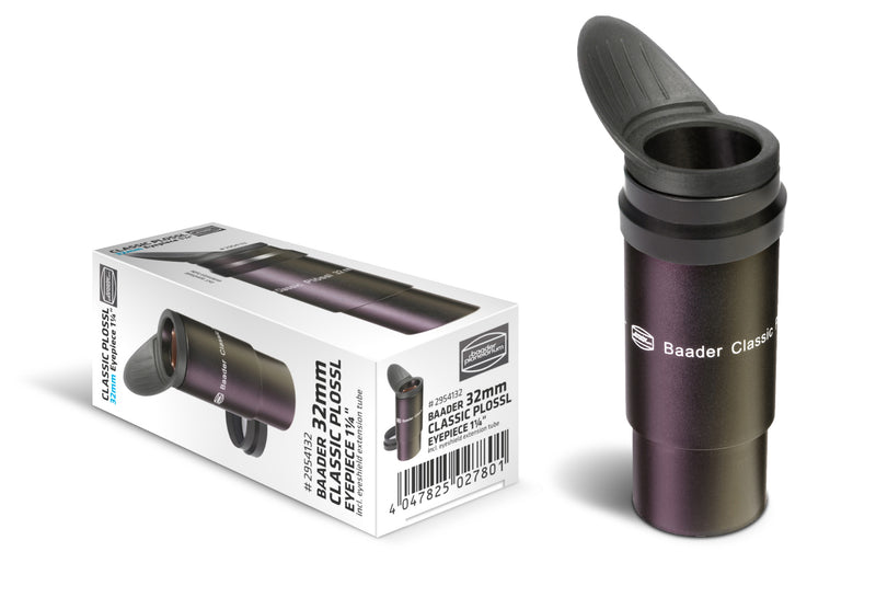 Classic Plossl 32mm, 1.25" Eyepiece (HT-mc)- w.aux spacer tube and winged rubber eyecup