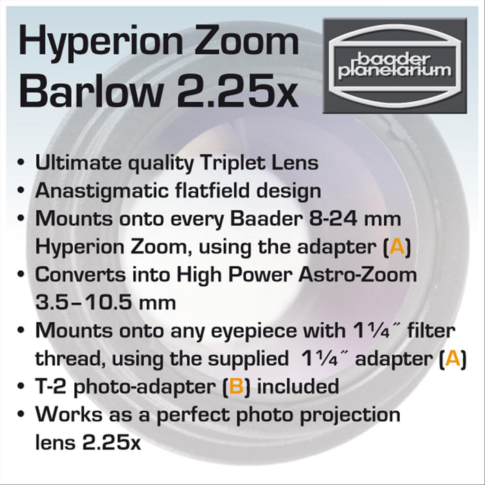 Hyperion Zoom 2.25x Barlow lens