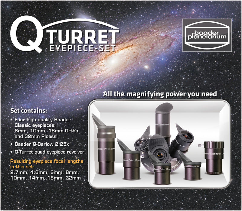 Baader Q-Turret Eyepiece Set (Eyepiece Revolver, 4x Classic Ortho, 1x Q-Barlow 2.25x)
