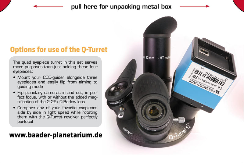 Baader Q-Turret Eyepiece Set (Eyepiece Revolver, 4x Classic Ortho, 1x Q-Barlow 2.25x)
