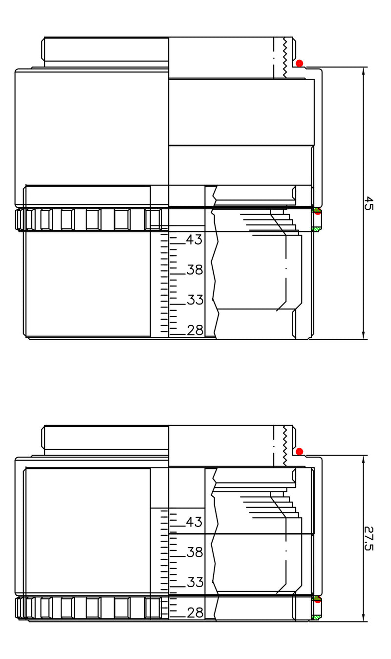 Baader VariLock 46, lockable T-2 ExtensionTube 29-46mm with spanner tool (T-2 part #25V)