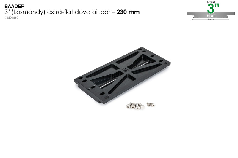 Baader 3" Losmandy Dovetail Bar, flat 230mm- fits Baader 3" Dovetail Clamps