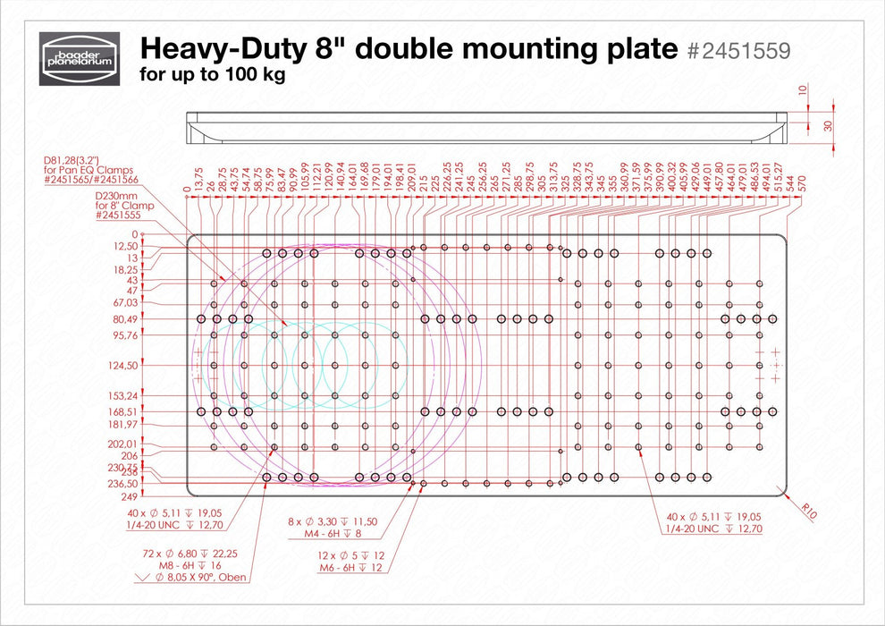 Baader Heavy-Duty 8" Double Mounting Plate