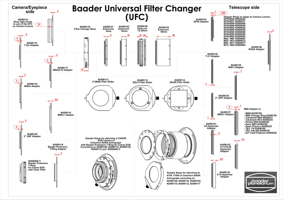 Baader UFC Base (Filter Chamber) telescope-sided S70 dovetail receptor (optical height: 13 mm)