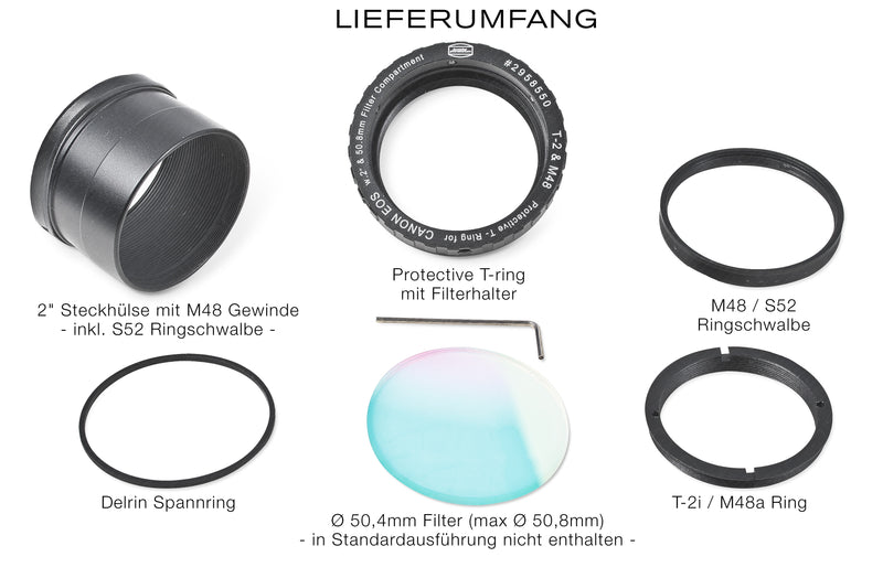 Baader zero-tolerance protective Canon DSLR T-Ring T-2/M48 and 2"