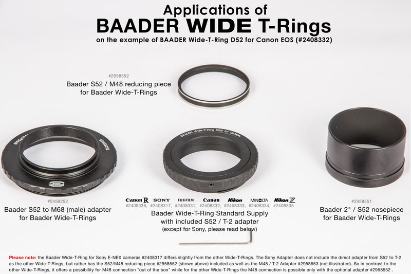 Baader Wide-T-Ring for Leica, Sigma, Panasonic-L with D52i to T-2 and S52