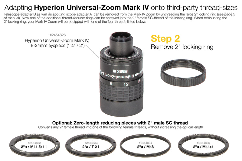 2"a / M44i x 1 Zero-length reducing piece (zero optical length)