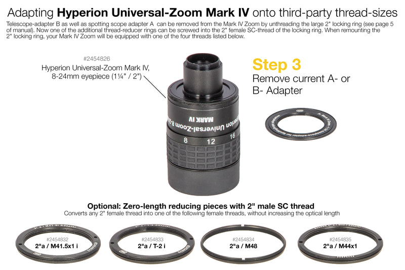 2"a / M44i x 1 Zero-length reducing piece (zero optical length)