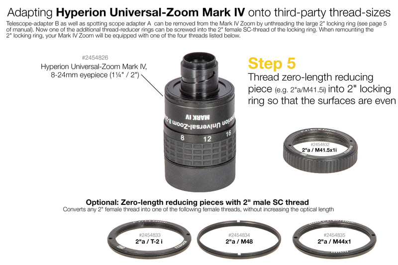 2"a / T-2i Zero-length reducing piece (zero optical length)
