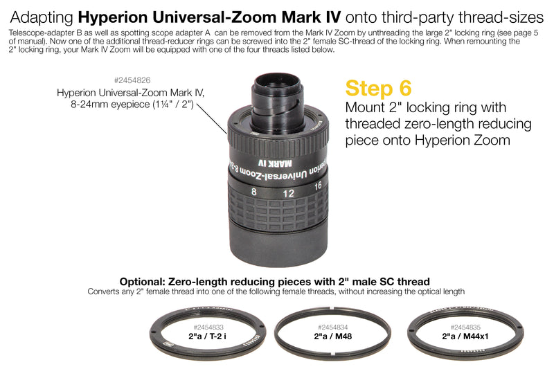 2"a / M44i x 1 Zero-length reducing piece (zero optical length)